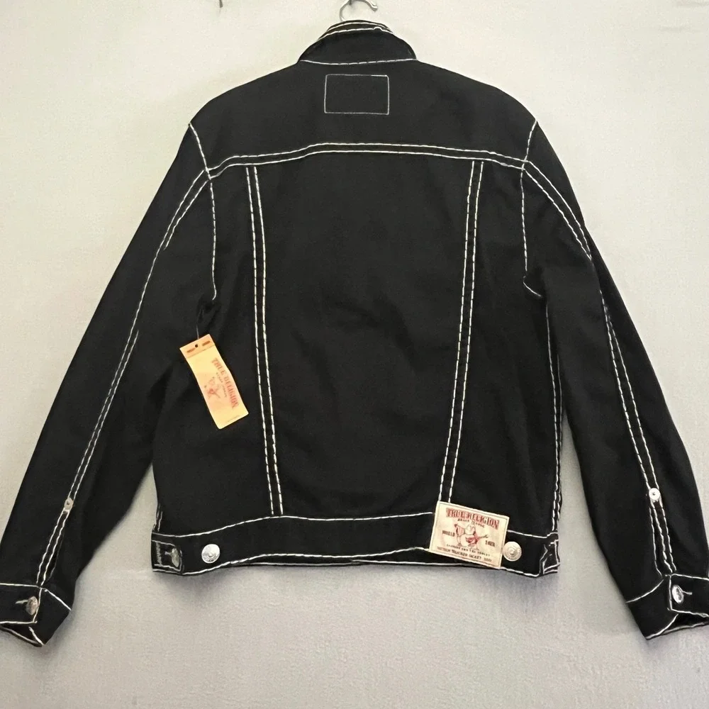 True Religion Trucker Jacket 2XL NWT Black Super T World Tour Deadstock Denim